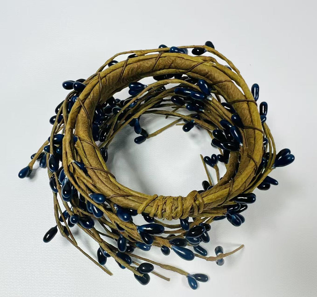 Navy Blue Pip Berry Candle Ring: Rustic Farmhouse Decor