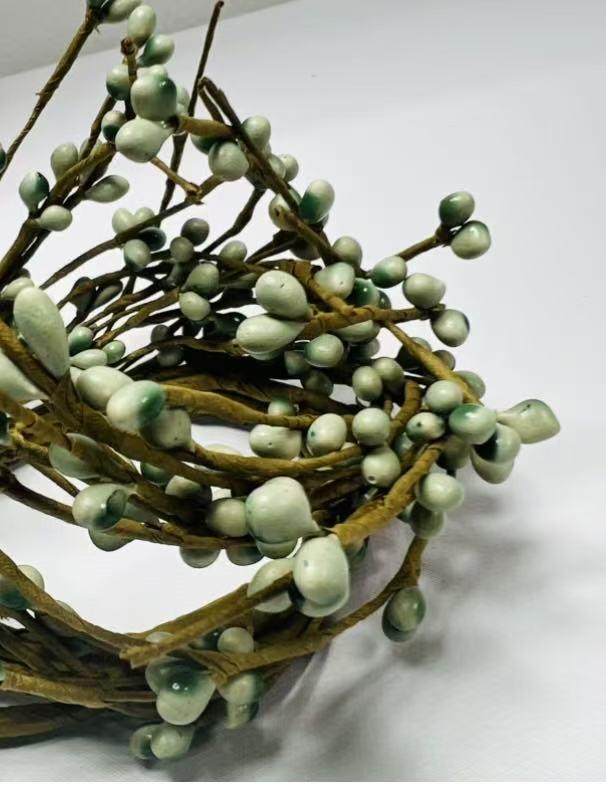 2.5” Sage Green Pip Berry Candle Ring, Mini Wreath for Rustic Farmhouse Spring Decor