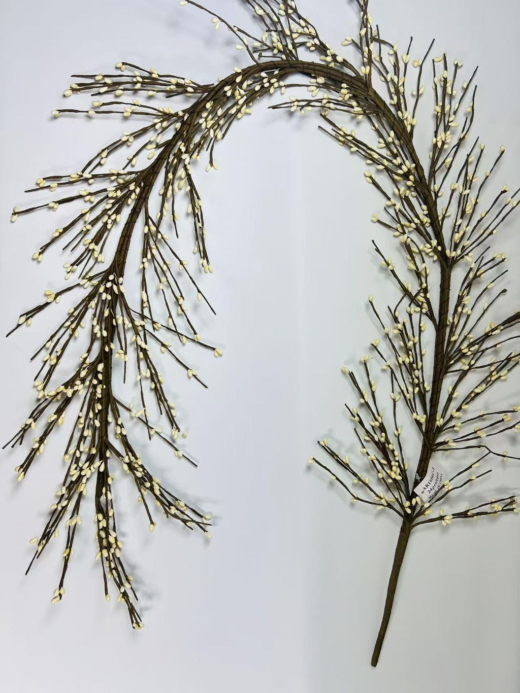 55” Cream Berry Garland, Rustic Farmhouse Decor, Artificial Twig Vine for Mantel or Wedding