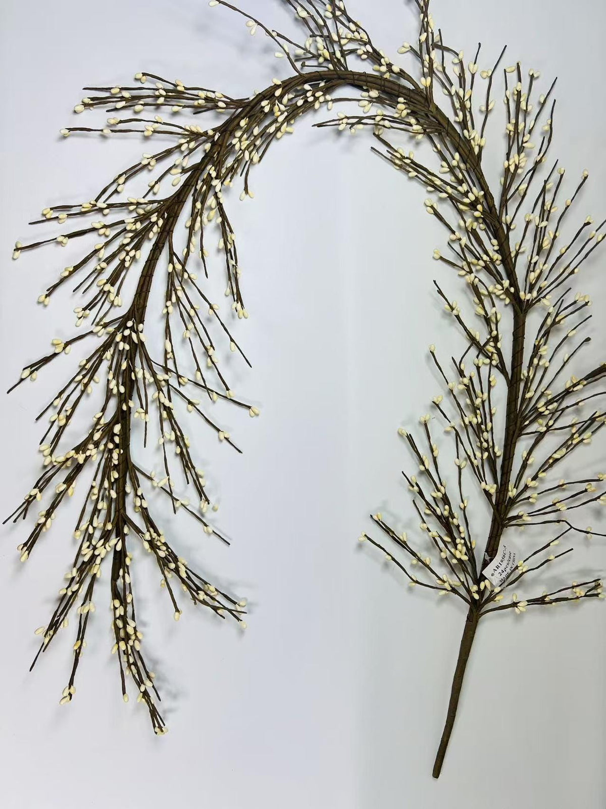 55” Cream Berry Garland, Rustic Farmhouse Decor, Artificial Twig Vine for Mantel or Wedding