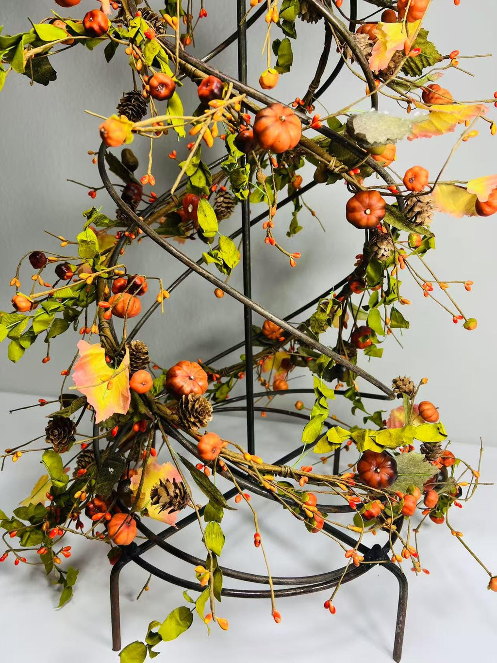 60 Inch Fall Garland with Pumpkins Acorns Pinecones Leaves Berries for Autumn Decor