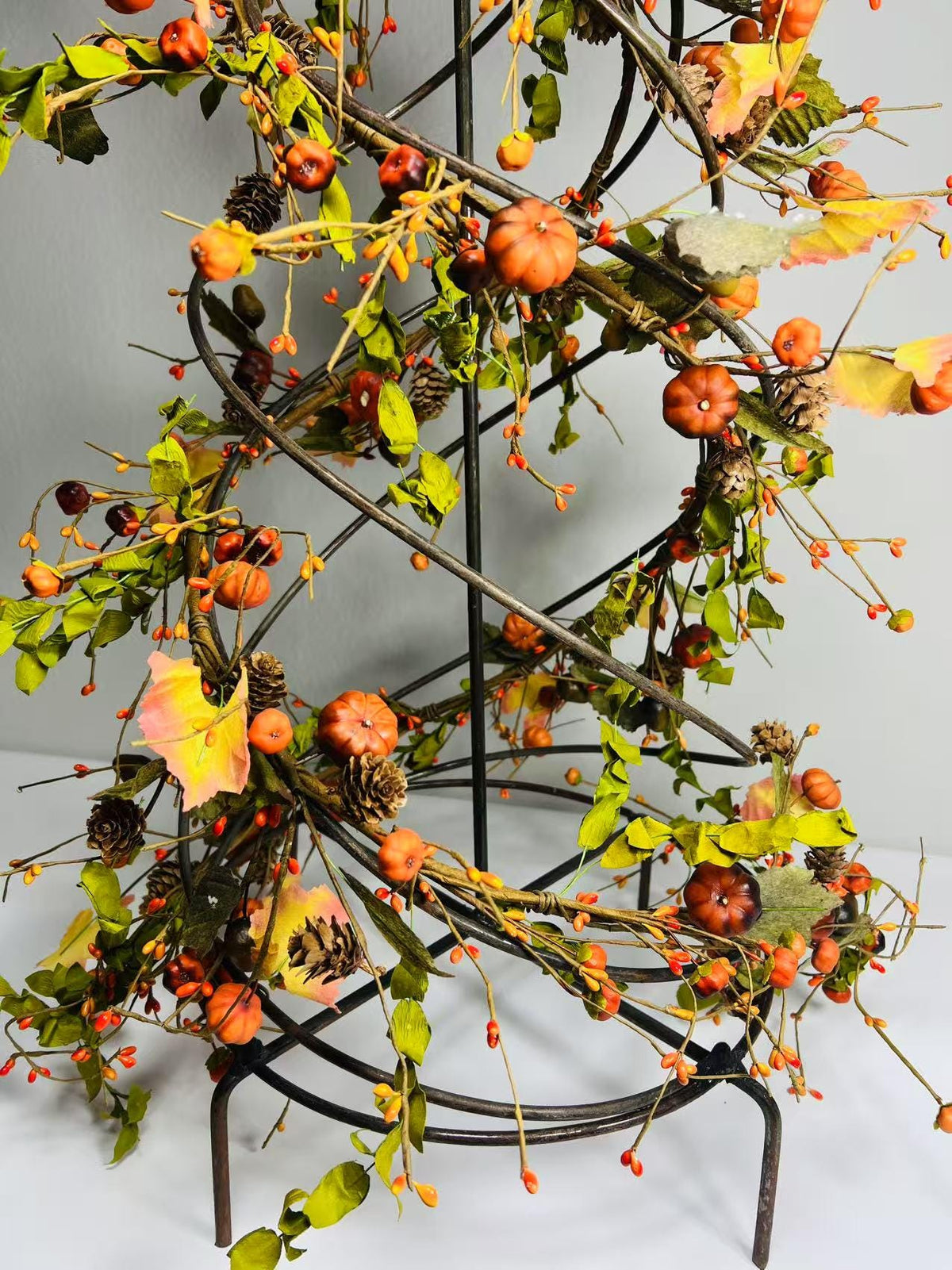 60 Inch Fall Garland with Pumpkins Acorns Pinecones Leaves Berries for Autumn Decor