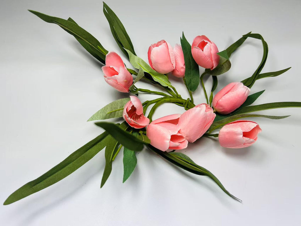 2.5” Pink Silk Tulip Candle Ring, Mini Wreath Spring Decor, Farmhouse Floral Centerpiece Ring