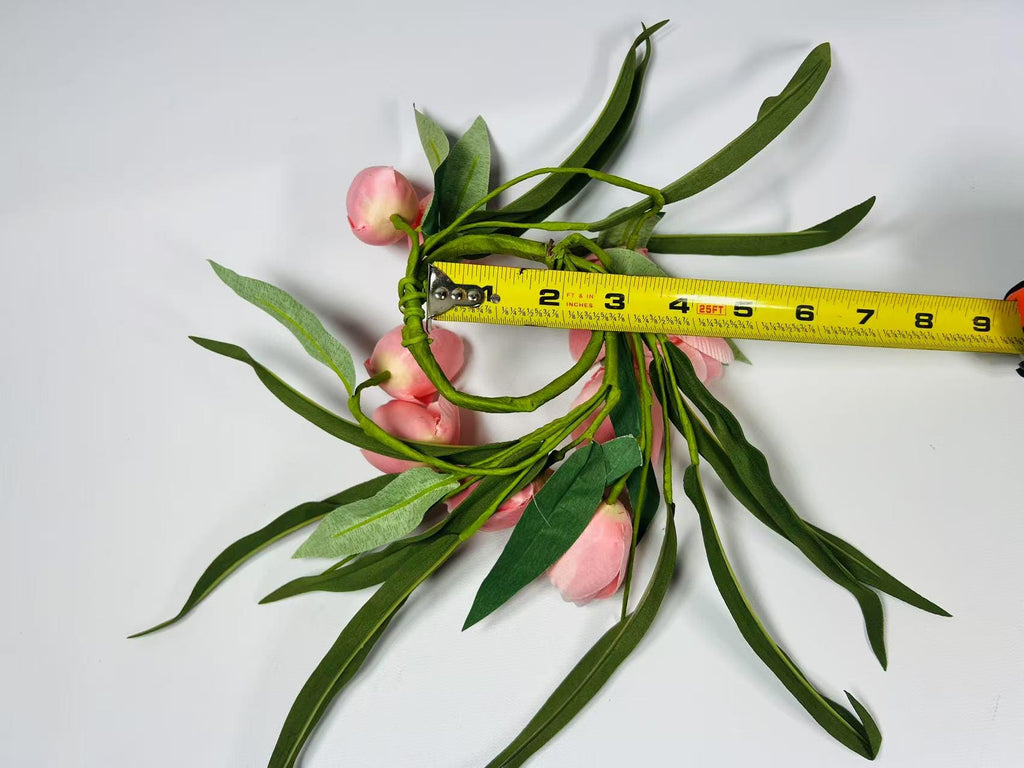2.5” Pink Silk Tulip Candle Ring, Mini Wreath Spring Decor, Farmhouse Floral Centerpiece Ring