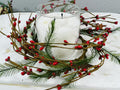 Rustic Red Berry Wreath 4.5” | Mini Christmas Pine Ring | Farmhouse Candle Wreath Decor