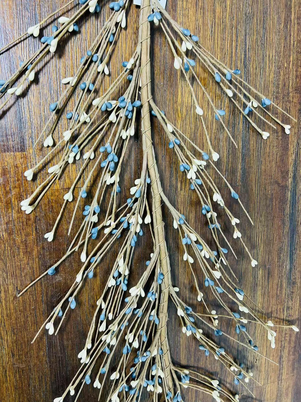 Blue and Cream Pip Berry Garland Rustic Farmhouse Door Swag Wall Decor Country Style