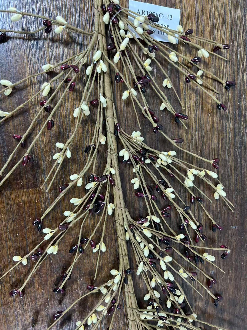 4.5 ft Burgundy Cream Pip Berry Garland | Rustic Farmhouse Decor | Primitive Country Wedding Garland