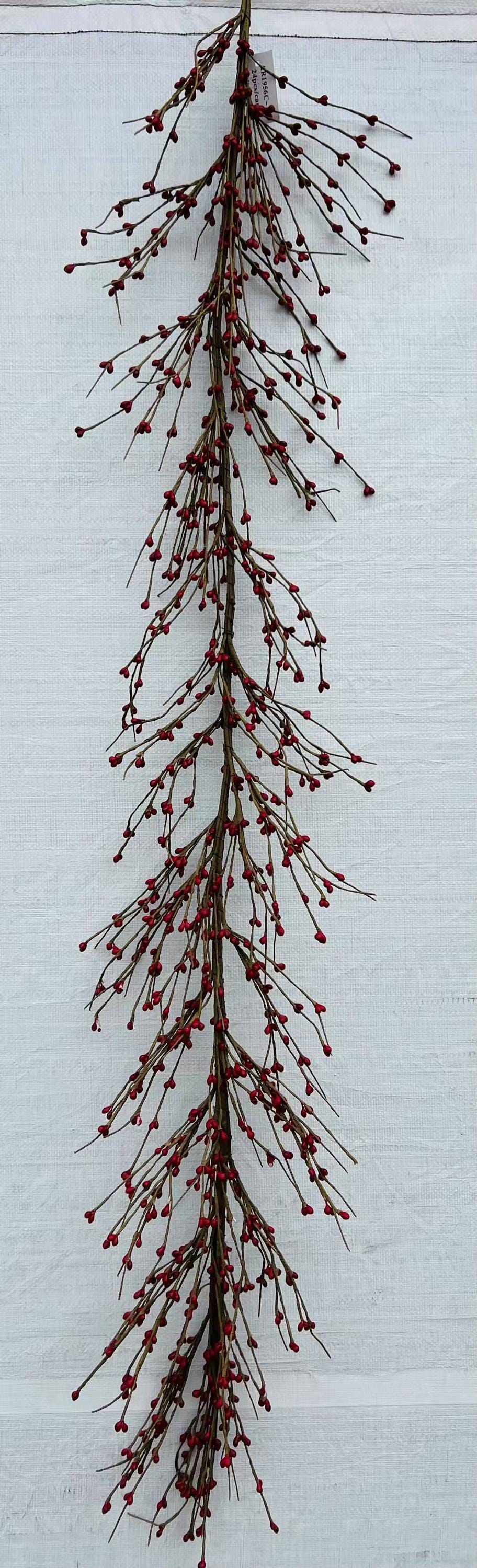 Red Pip Berry Garland: 55" Rustic Farmhouse Christmas Decor