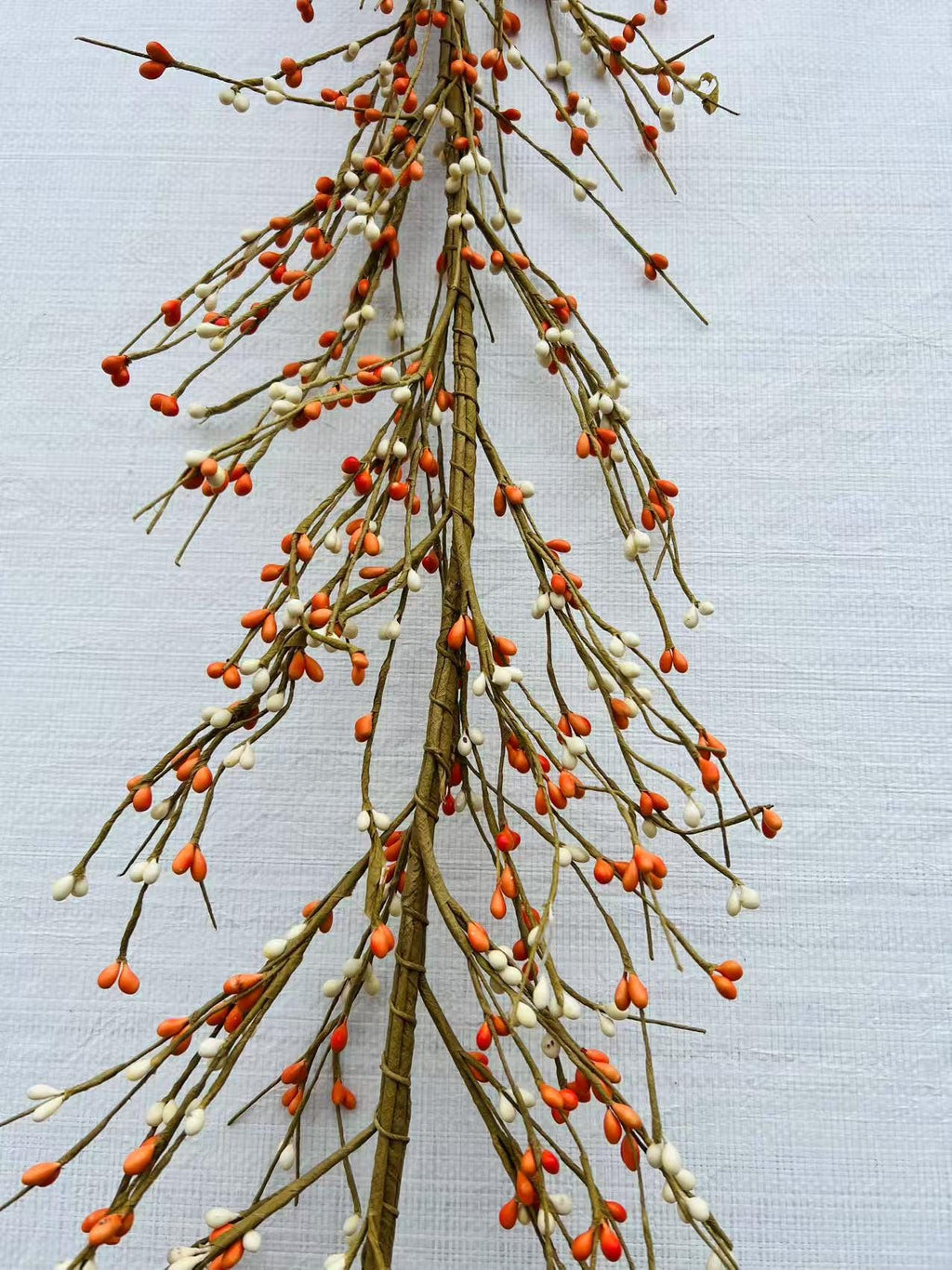 4.5ft Orange Cream Pip Berry Garland | Fall Farmhouse Decor | Rustic Thanksgiving Mantel Garland