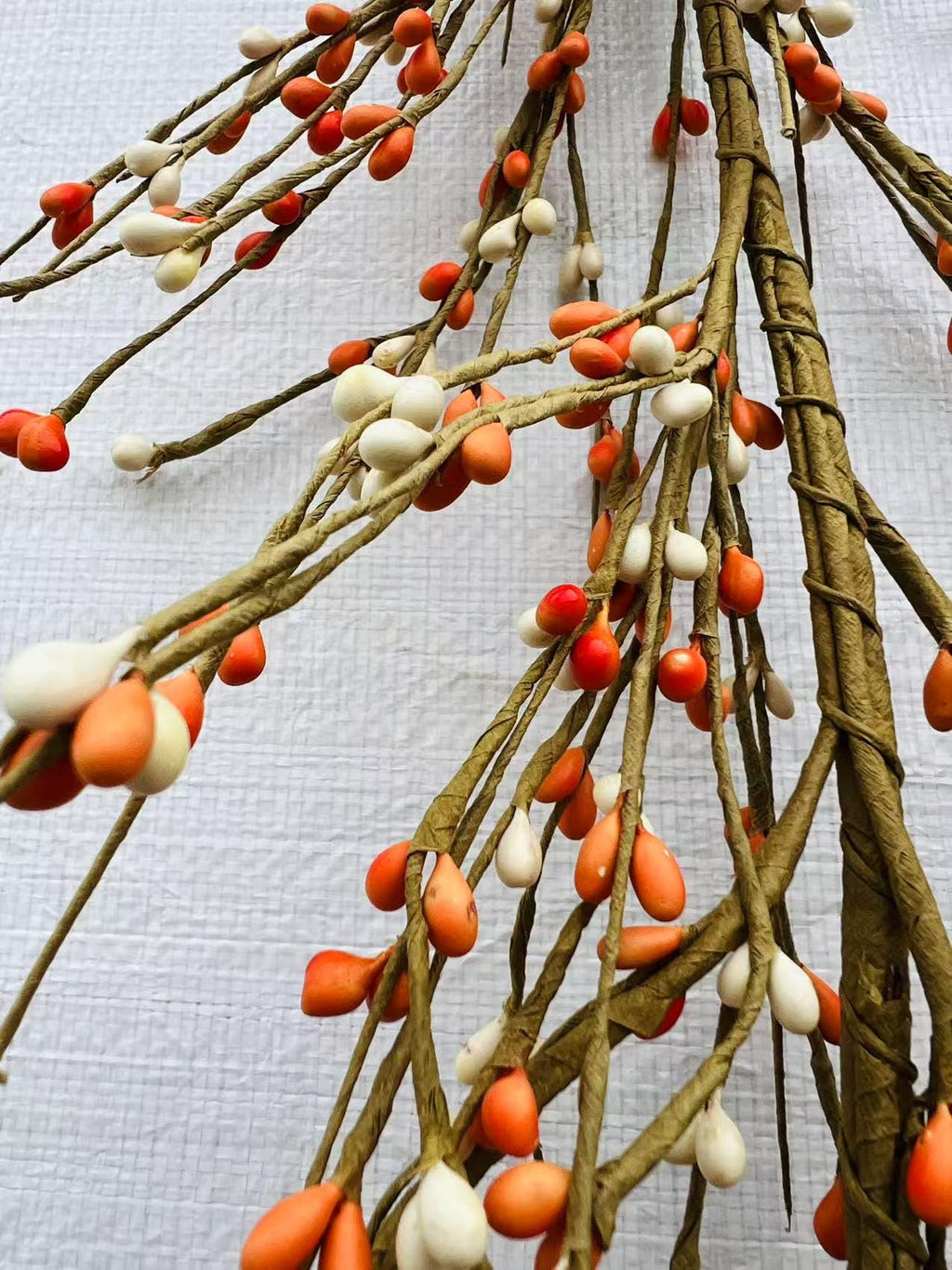 4.5ft Orange Cream Pip Berry Garland | Fall Farmhouse Decor | Rustic Thanksgiving Mantel Garland