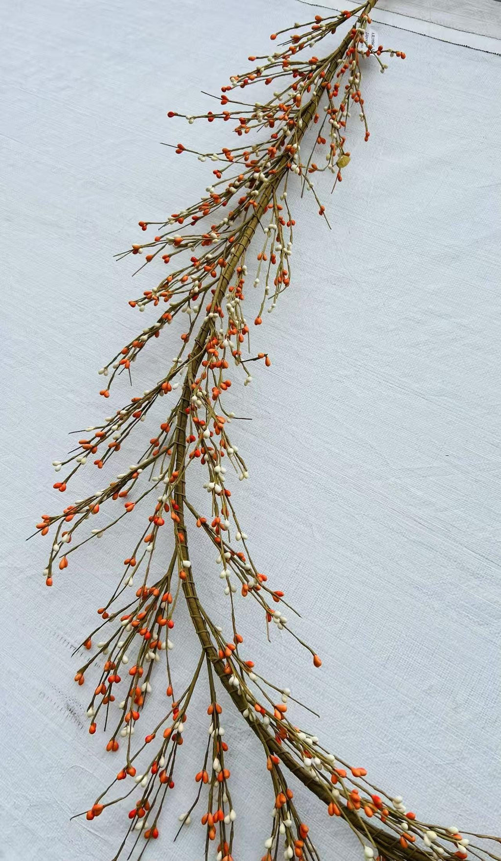 4.5ft Orange Cream Pip Berry Garland | Fall Farmhouse Decor | Rustic Thanksgiving Mantel Garland