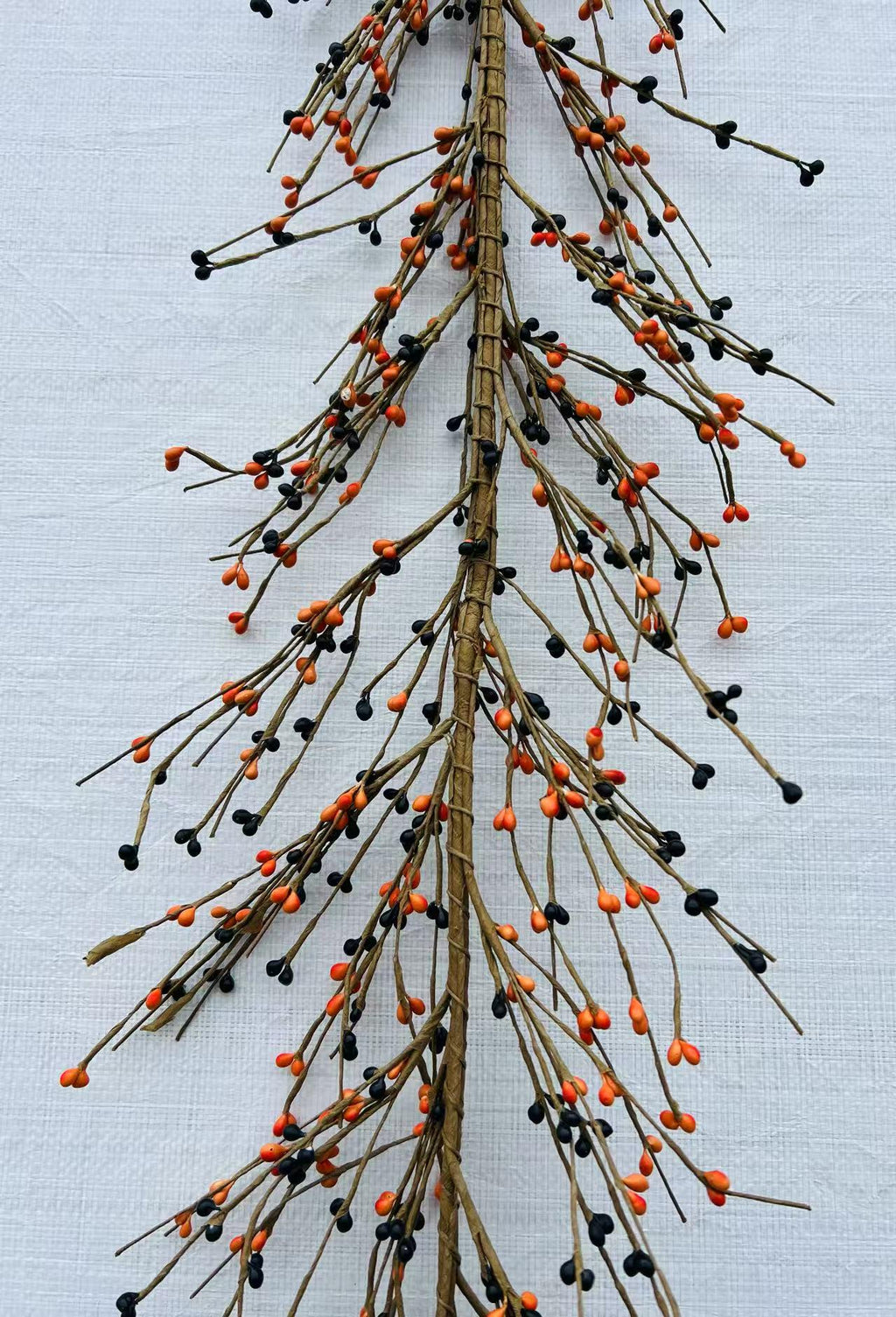 Orange Black Pip Berry Garland: 4.5ft Rustic Halloween Decor