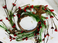 Mini Red Berry Pine Wreath 2.5” | Farmhouse Candle Ring | Rustic Winter Christmas Accent