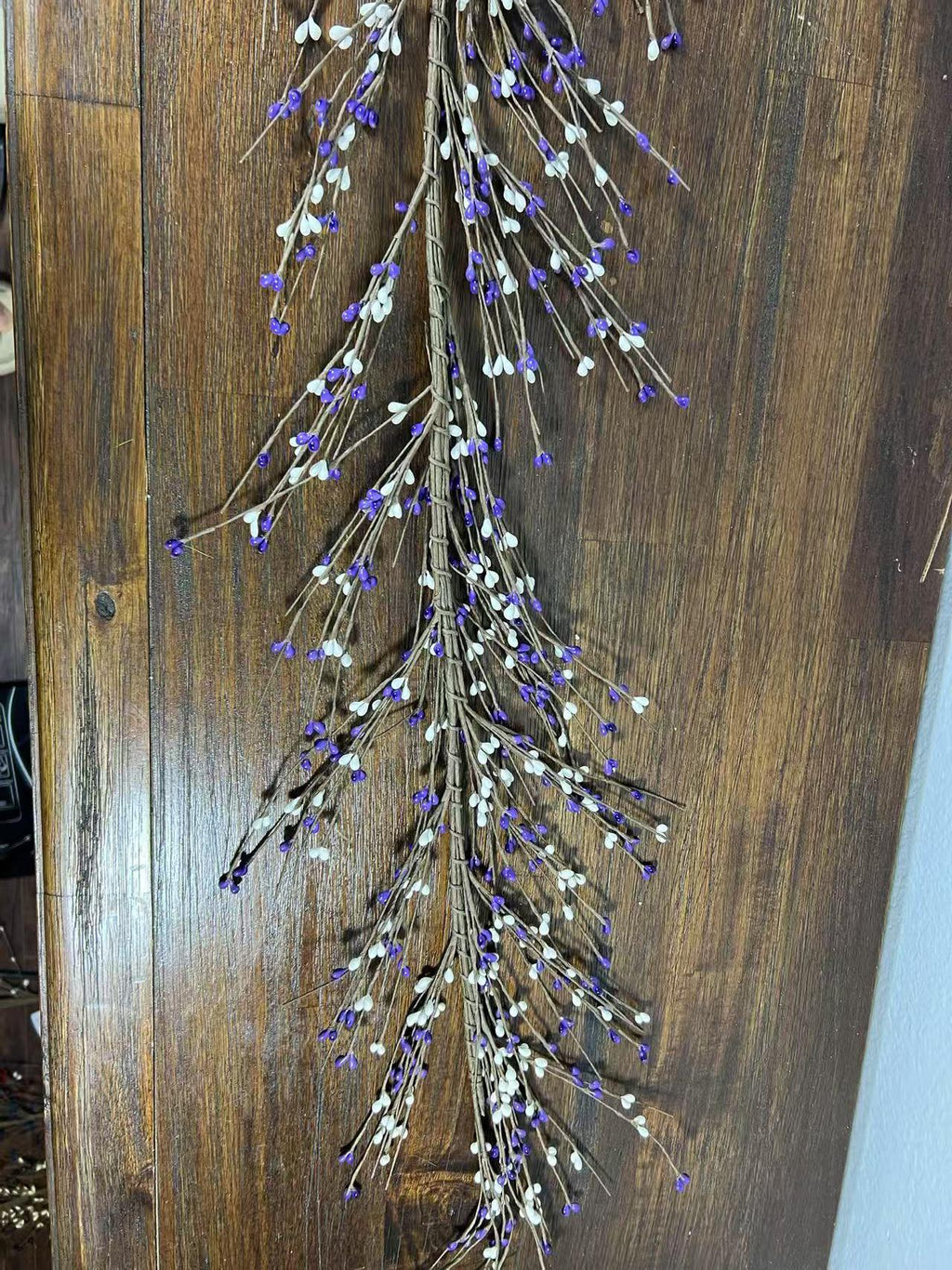 4.5ft Purple White Pip Berry Garland | Country Rustic Garland | Farmhouse Mantel Spring Decor