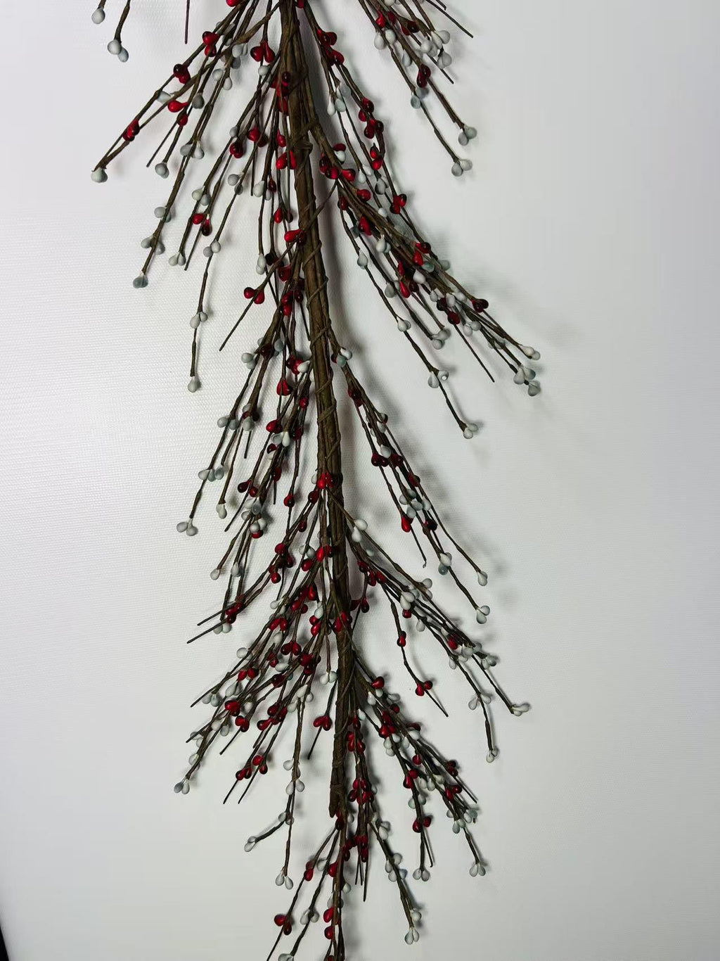Red and Gray Pip Berry Garland 4.5ft | Rustic Farmhouse Christmas Decor | Winter Mantel Garland