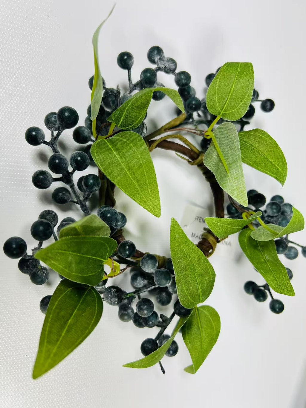 Blueberry Candle Ring: 2.5in Faux Berry Floral, Farmhouse Decor