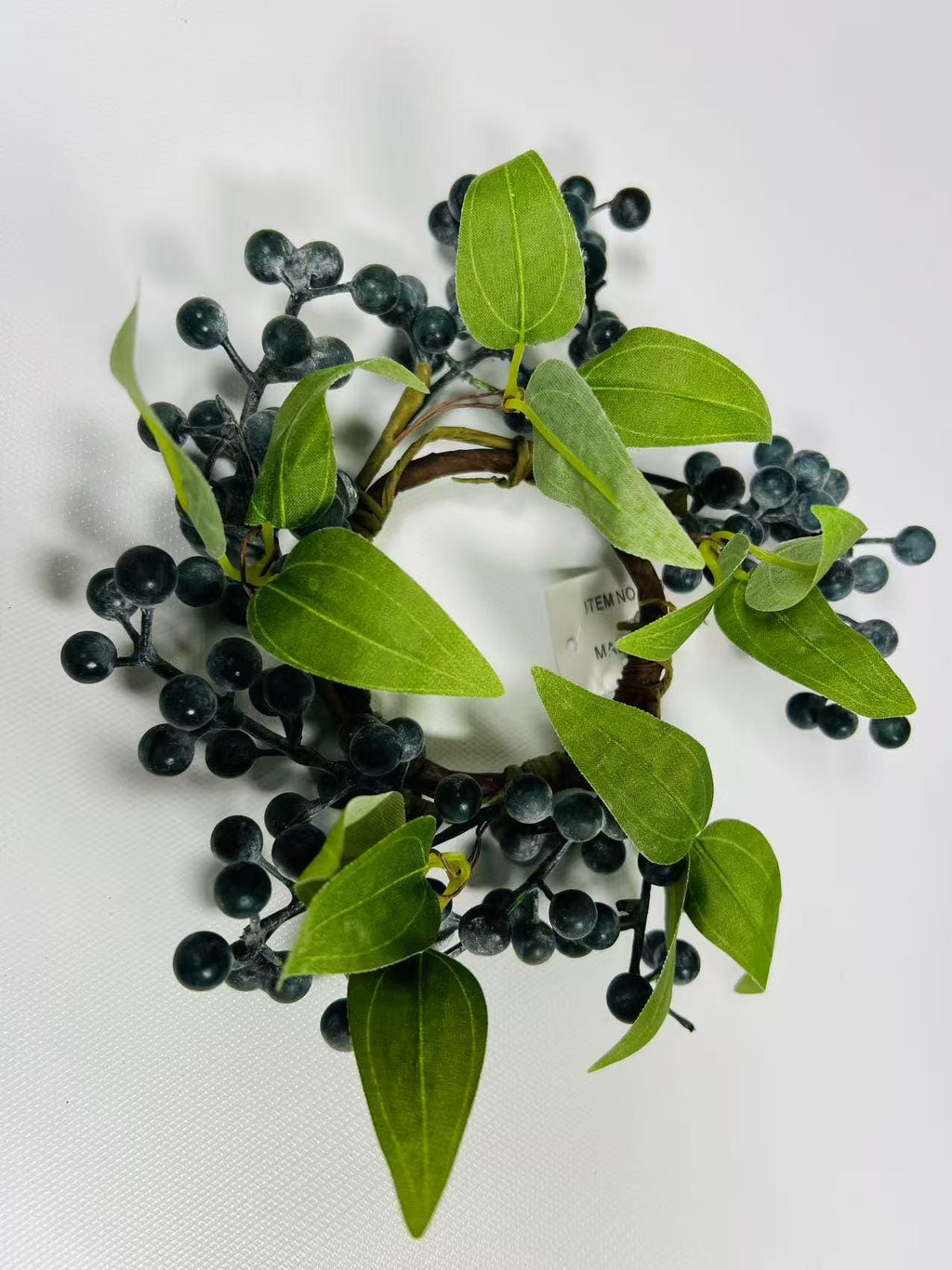 Blueberry Candle Ring: 2.5in Faux Berry Floral, Farmhouse Decor