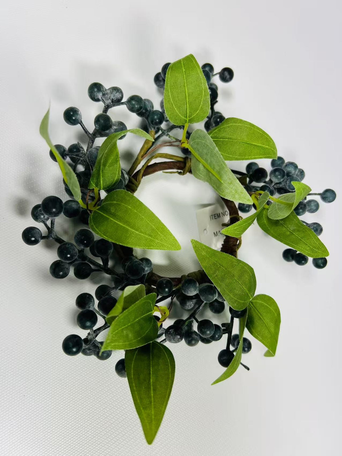 Blueberry Candle Ring: 2.5in Faux Berry Floral, Farmhouse Decor