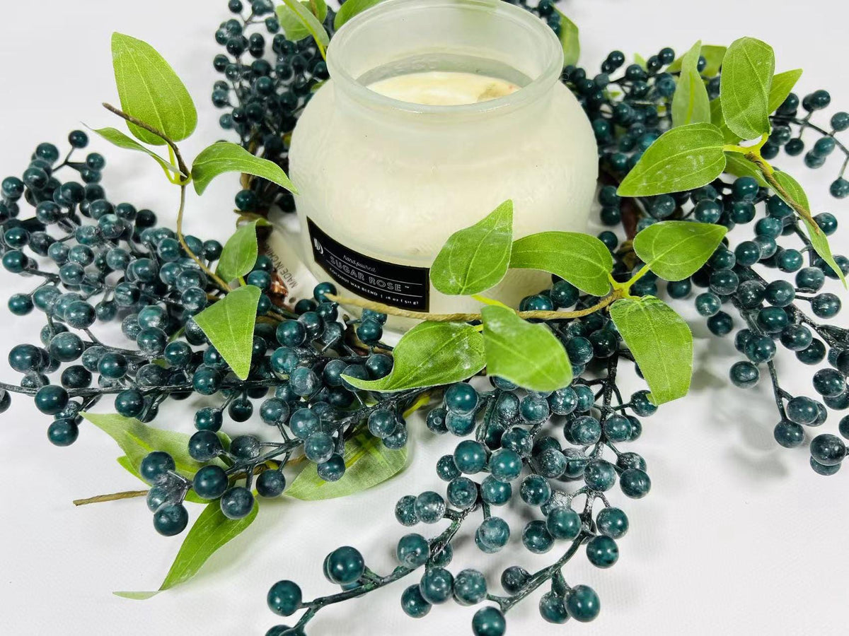 Blue Berry Candle Ring: 6.5" Farmhouse Table Wreath