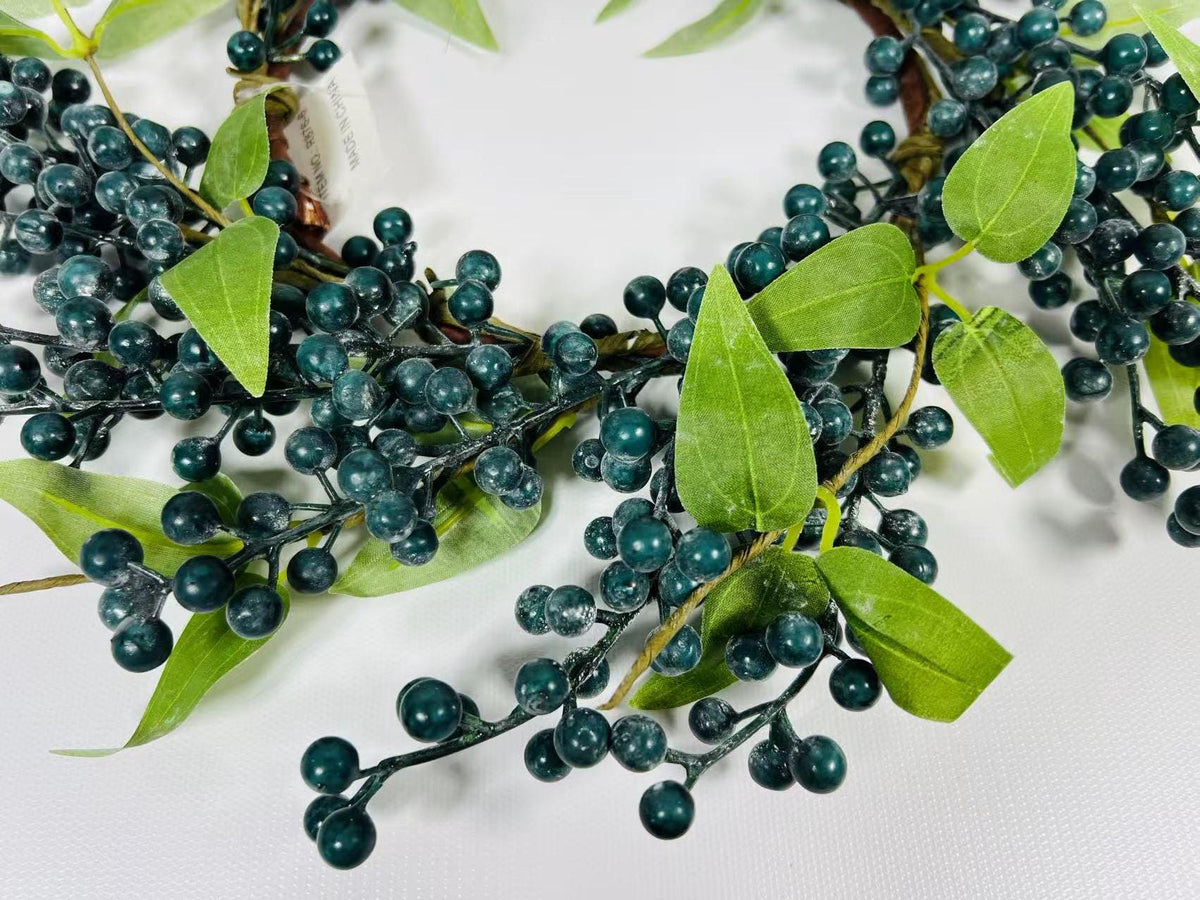 Blue Berry Candle Ring: 6.5" Farmhouse Table Wreath