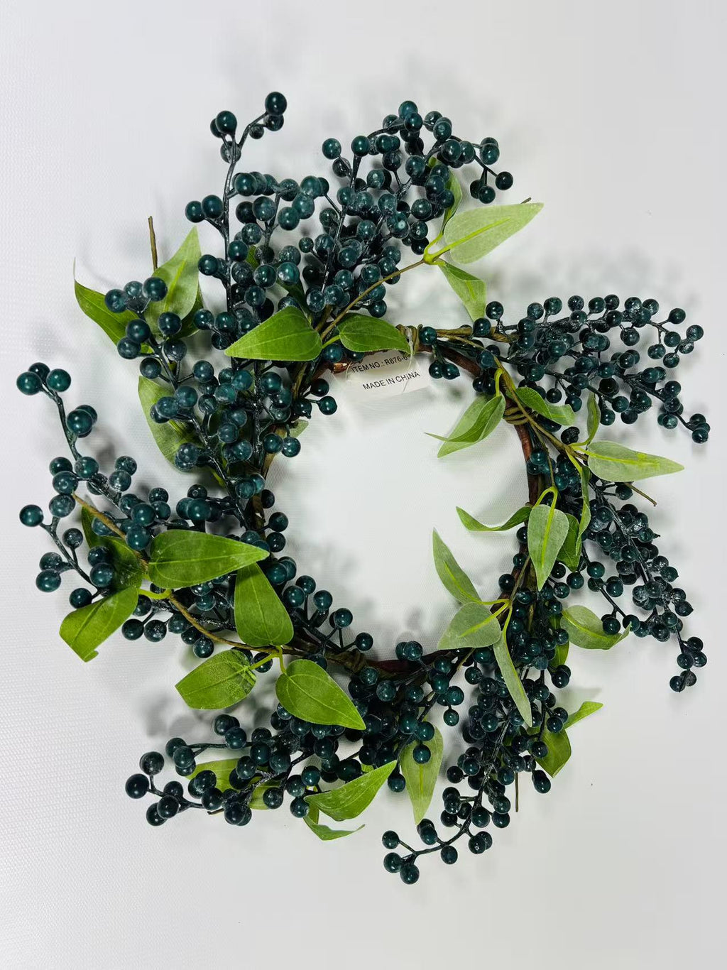 Blue Berry Candle Ring: 6.5" Farmhouse Table Wreath