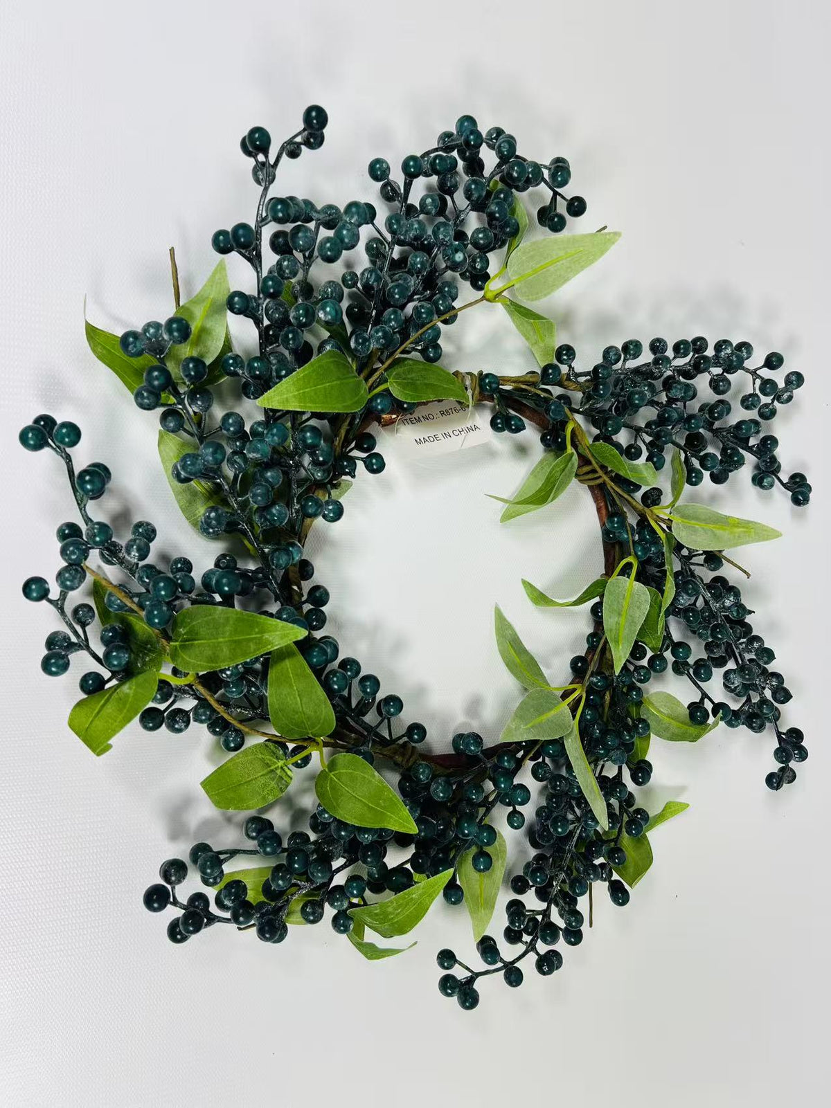 Blue Berry Candle Ring: 6.5" Farmhouse Table Wreath