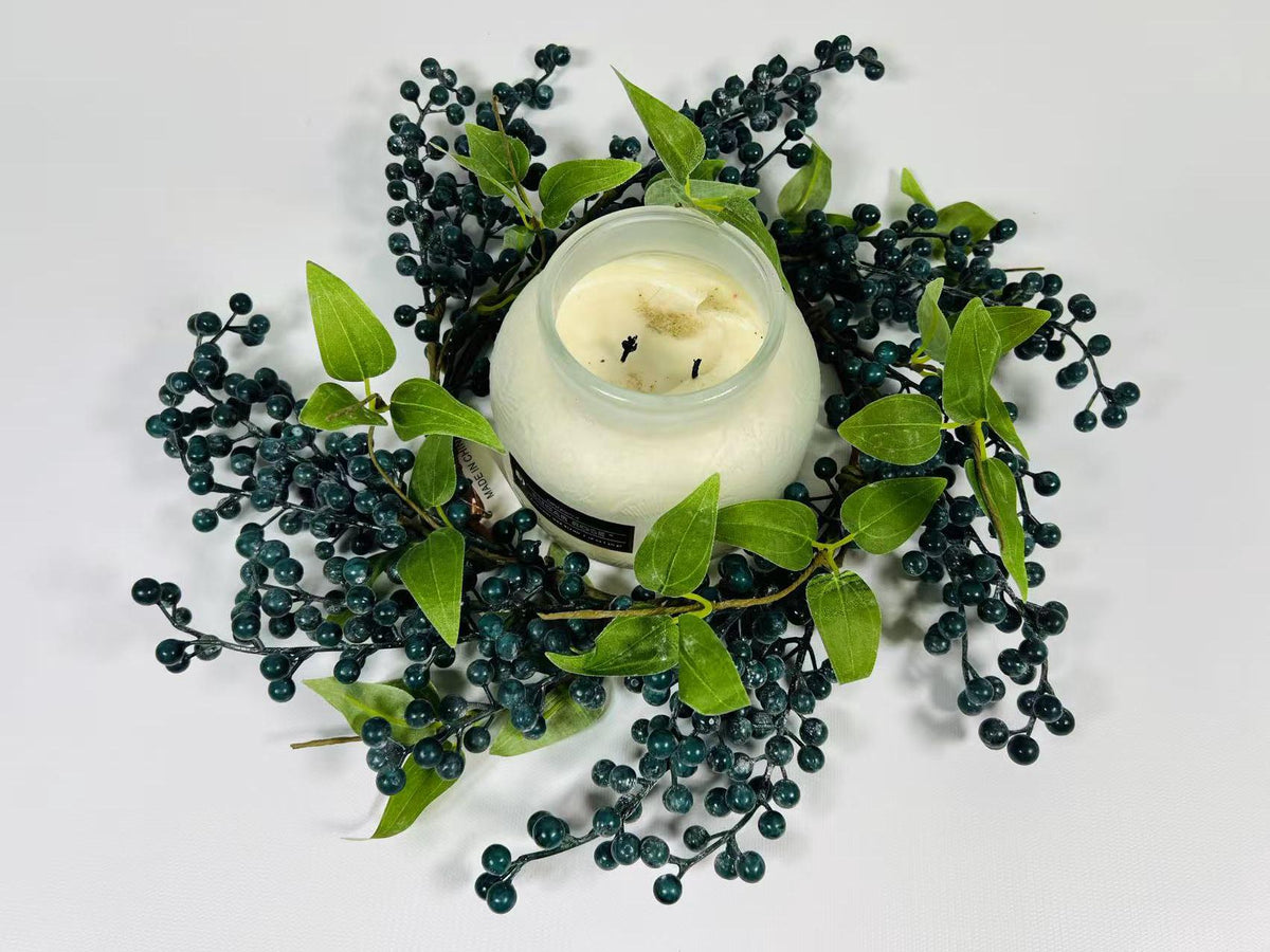 Blue Berry Candle Ring: 6.5" Farmhouse Table Wreath