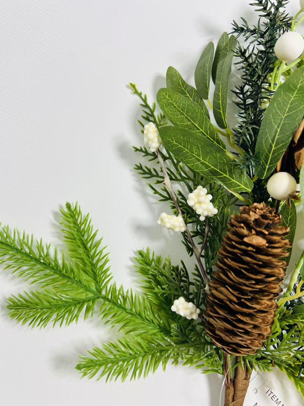 Winter Pine Pick: Artificial Berries & Pinecones - Holiday Greenery Stem