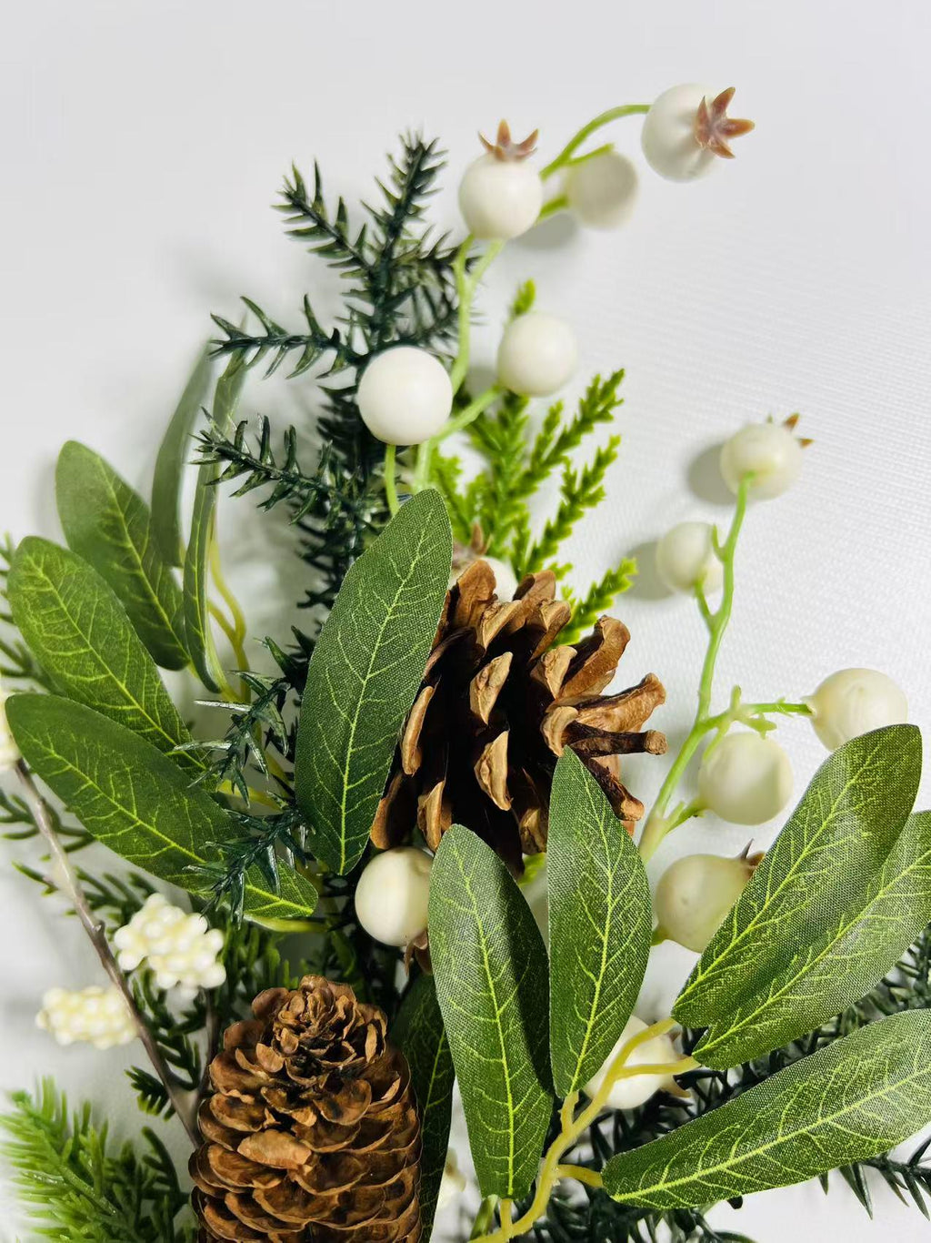 Winter Pine Pick: Artificial Berries & Pinecones - Holiday Greenery Stem