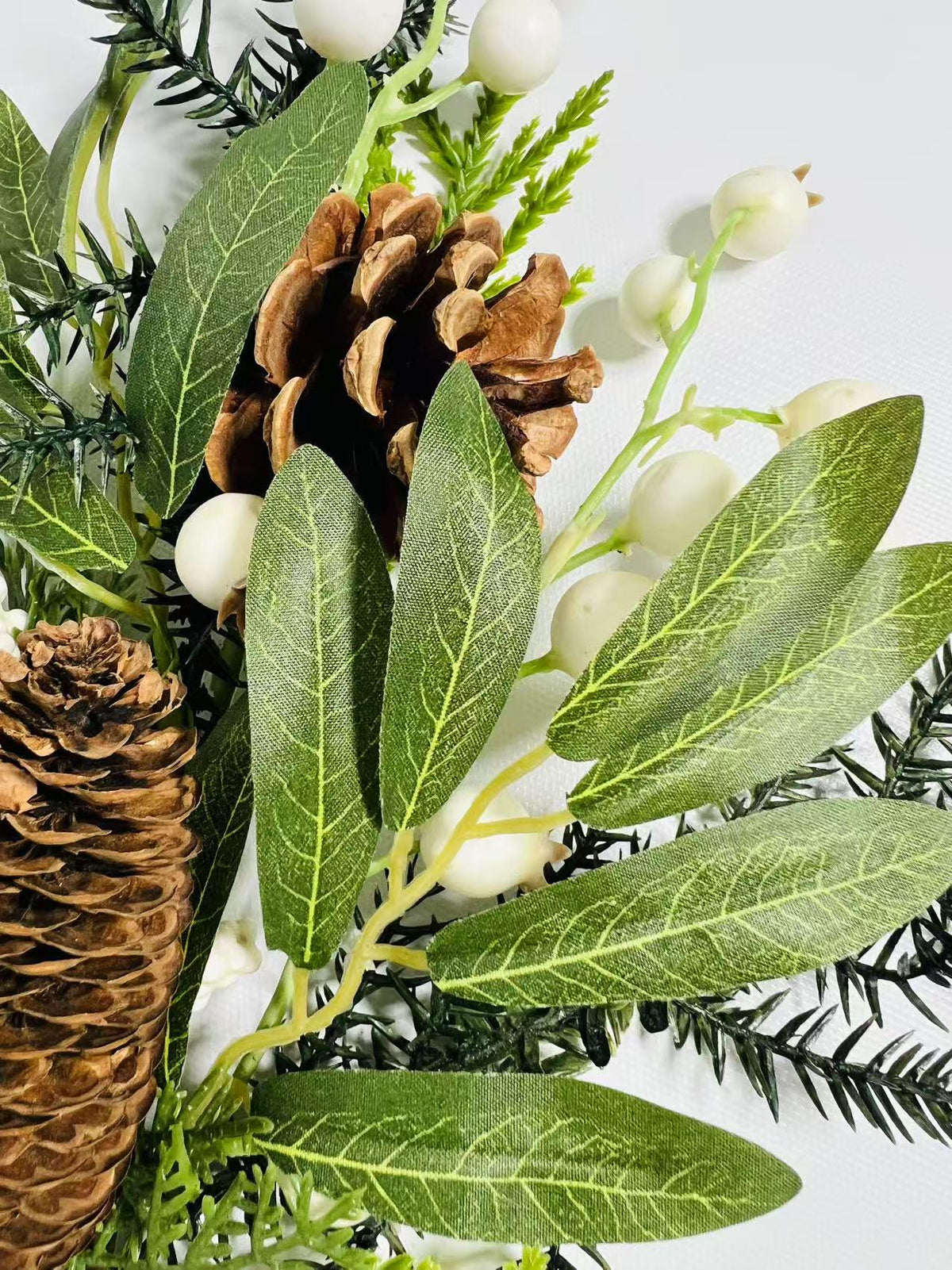 Winter Pine Pick: Artificial Berries & Pinecones - Holiday Greenery Stem