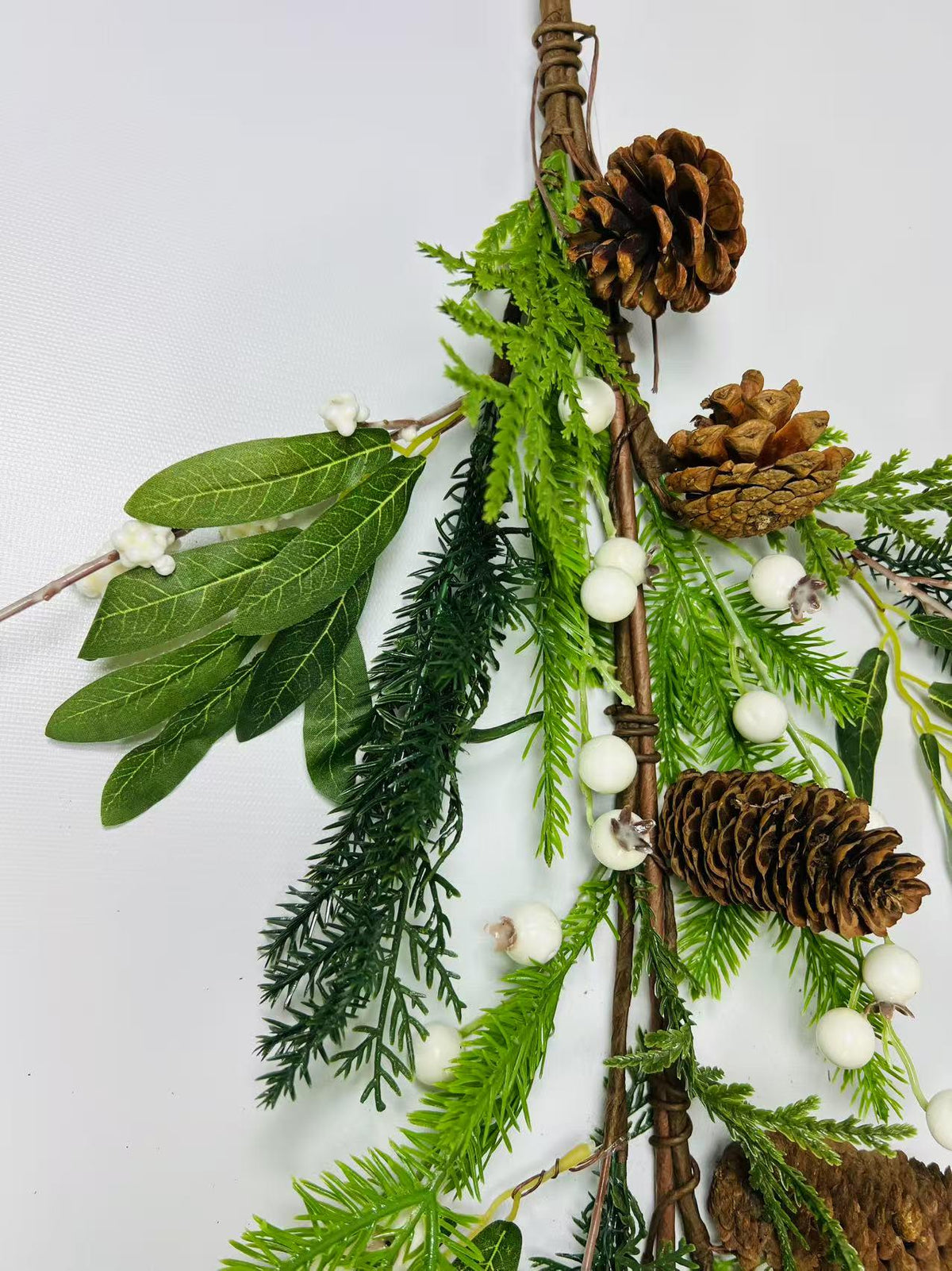 60" Christmas Garland: Pinecones and White Berries Winter Greenery