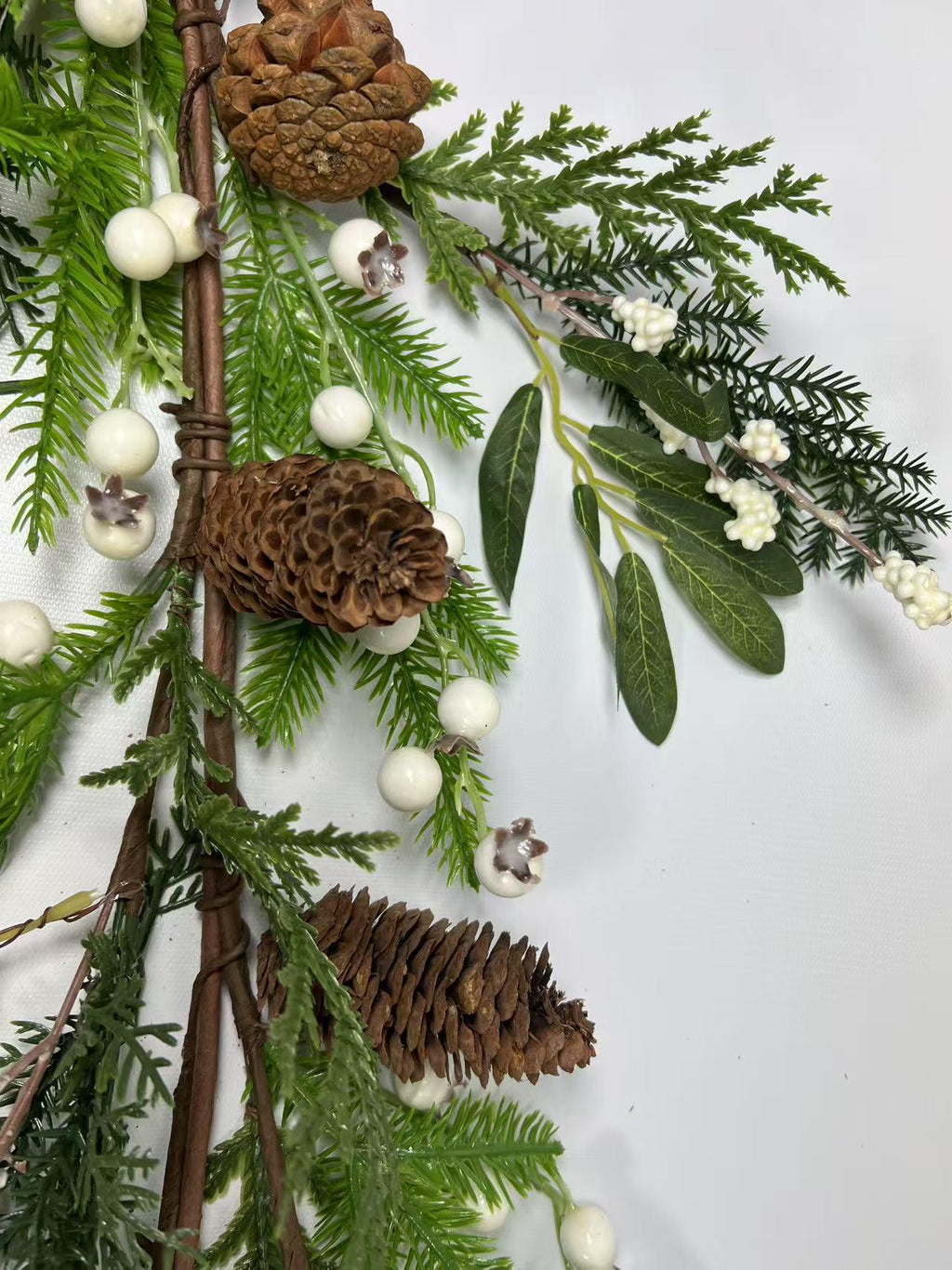 60" Christmas Garland: Pinecones and White Berries Winter Greenery