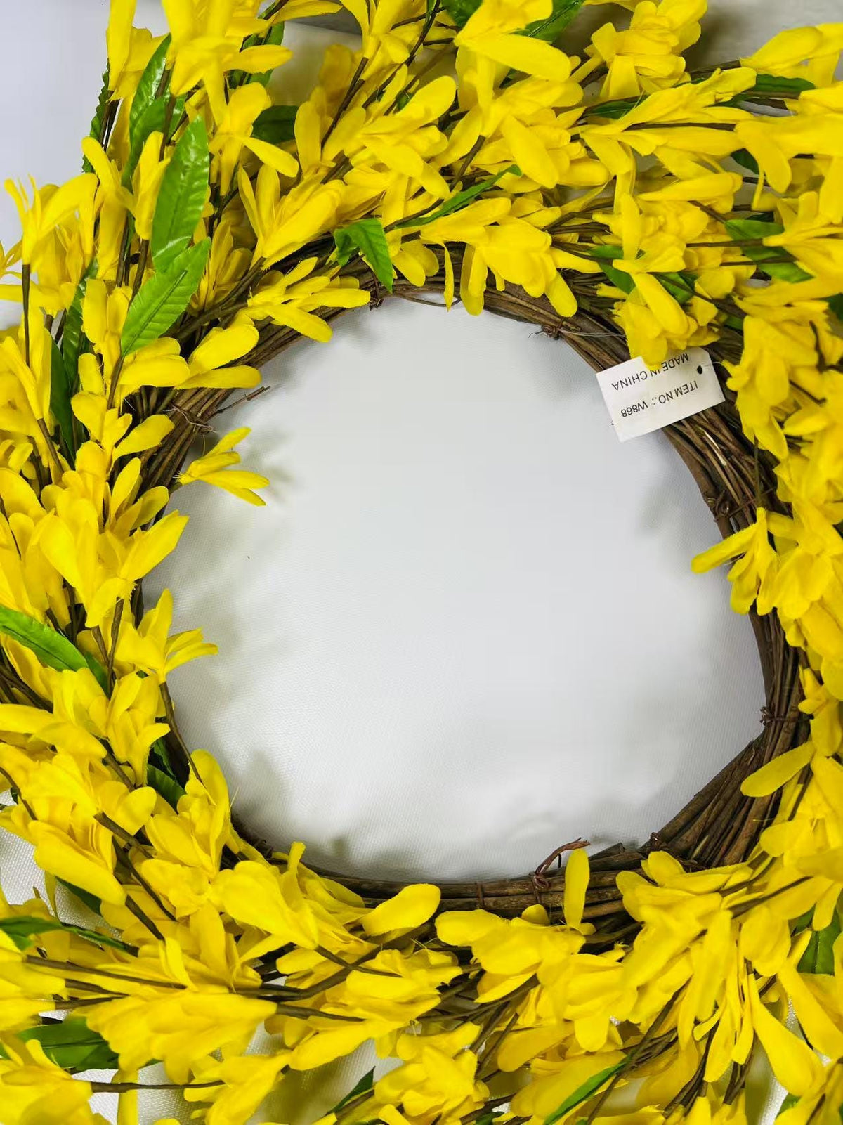 12” Yellow Silk Flower Wreath | Artificial Forsythia Grapevine Wreath | Spring Front Door Decor