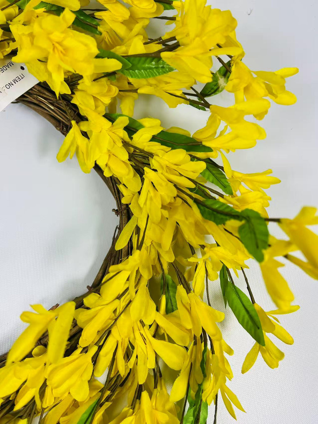12” Yellow Silk Flower Wreath | Artificial Forsythia Grapevine Wreath | Spring Front Door Decor