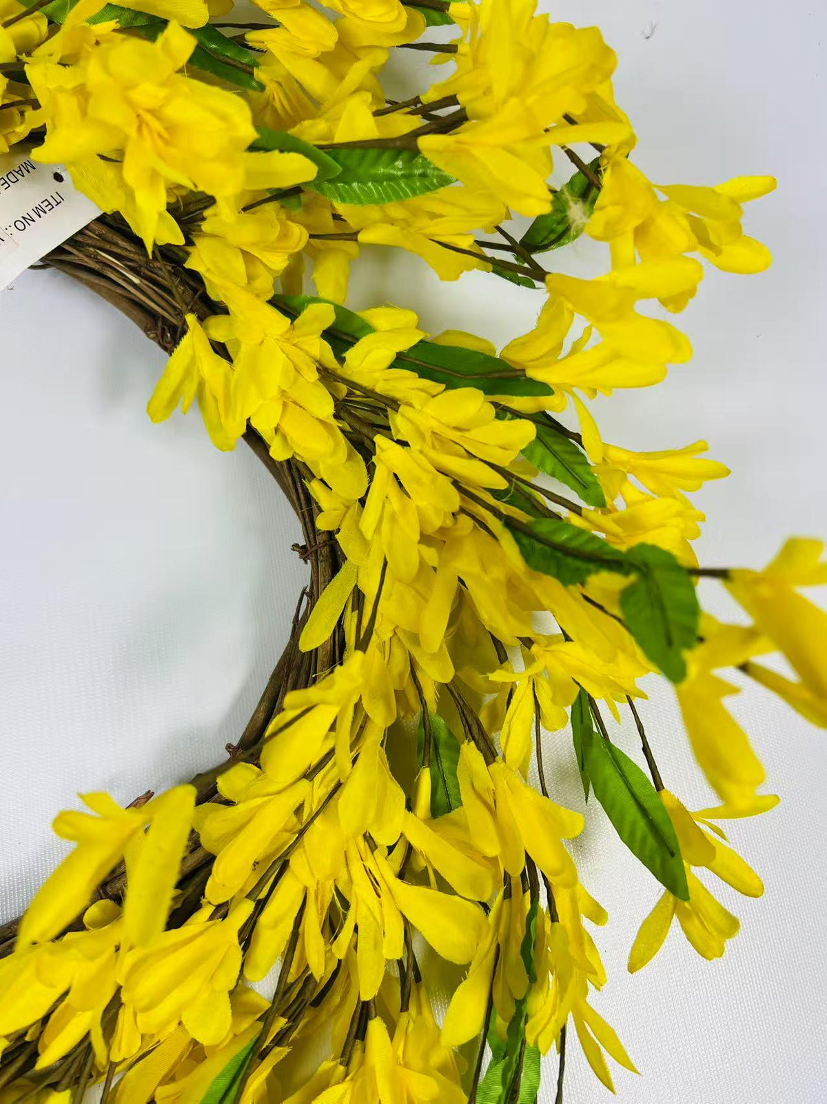 12” Yellow Silk Flower Wreath | Artificial Forsythia Grapevine Wreath | Spring Front Door Decor