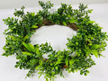 16” Greenery Wreath for Front Door | Artificial Boxwood Leaf Wreath | Year-Round Farmhouse Decor