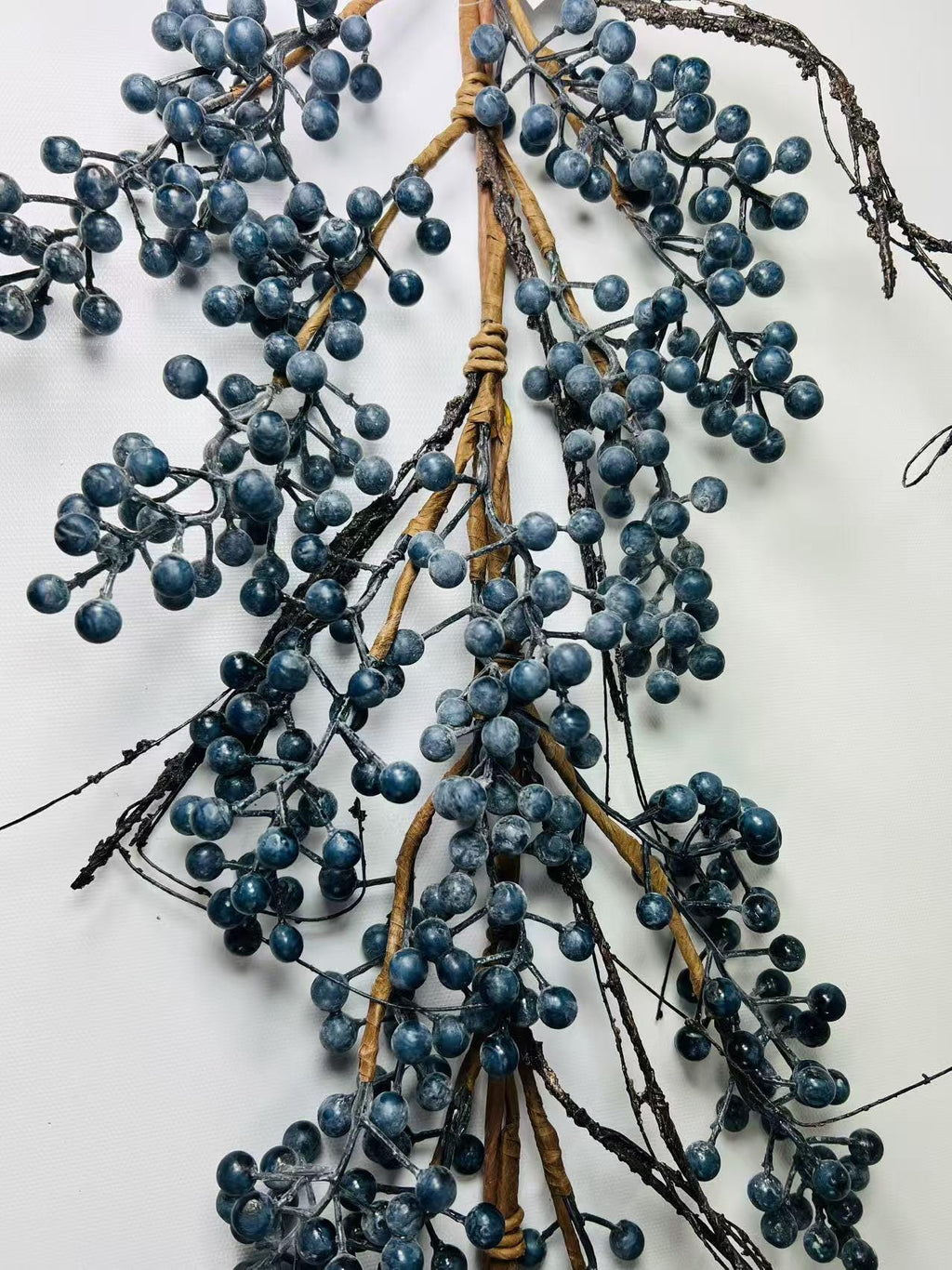 Powdered Blueberry Branch Garland: Rustic Farmhouse Decor