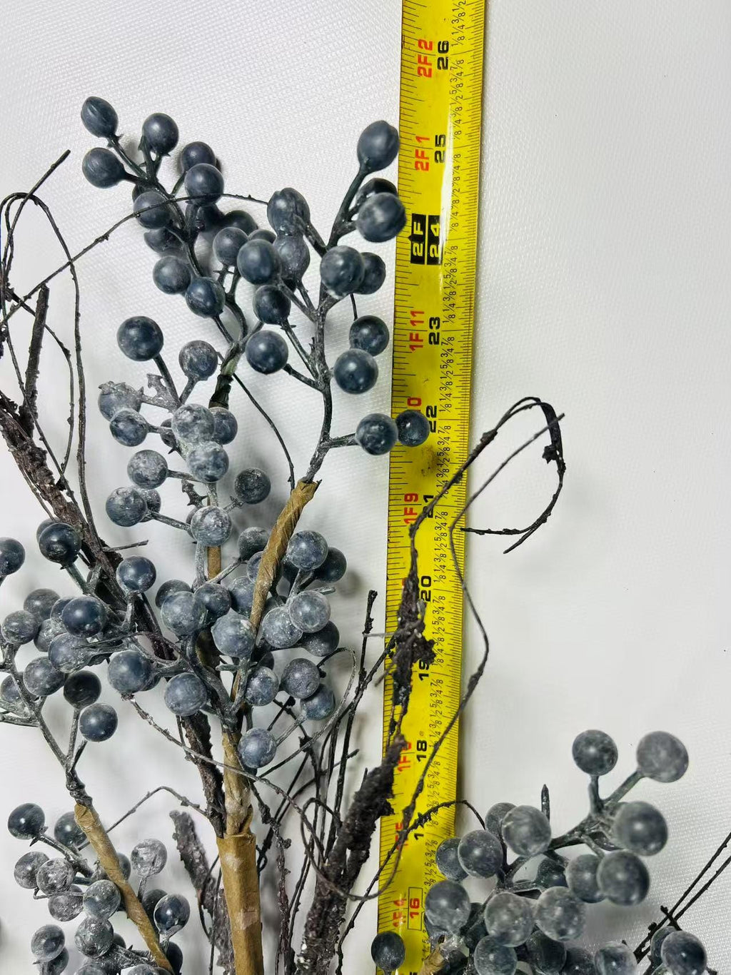 24” Artificial Blueberry Stem | Rustic Berry Branch | Farmhouse Floral Decor | Faux Blue Berries