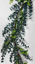 5ft Blueberry Garland | Rustic Faux Berry Vine | Farmhouse Blue Garland | Door Mantel Decor