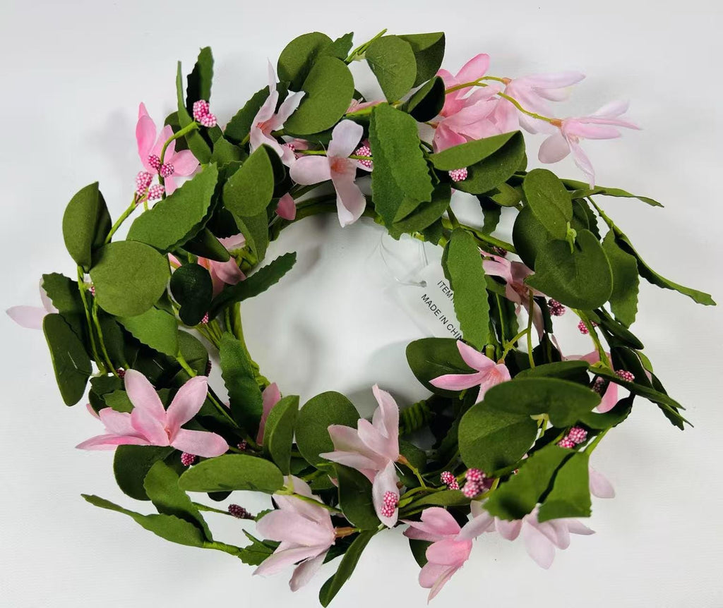 Pink Floral Candle Ring: Farmhouse Spring Table Decor