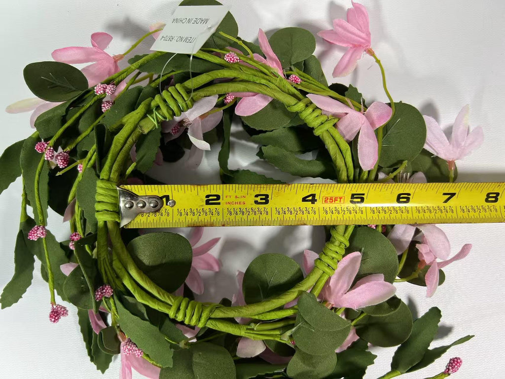 Pink Floral Candle Ring: Farmhouse Spring Table Decor