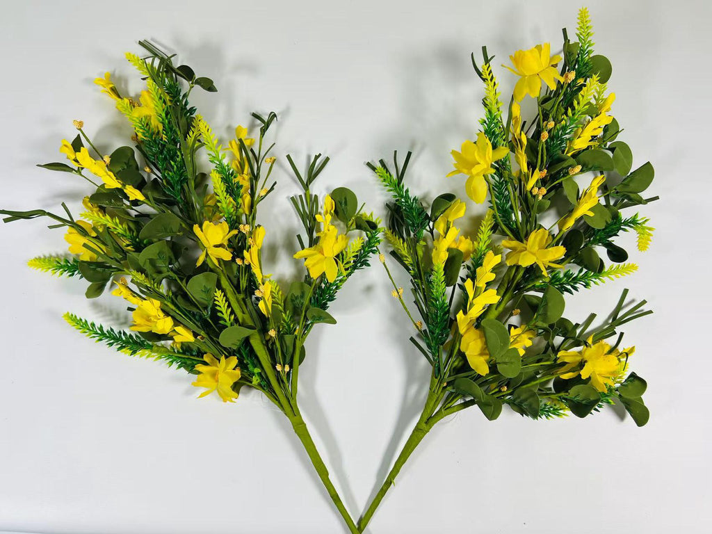 24” Yellow Artificial Flower Spray | Spring Floral Stem | Faux Wildflower Pick | Farmhouse Decor
