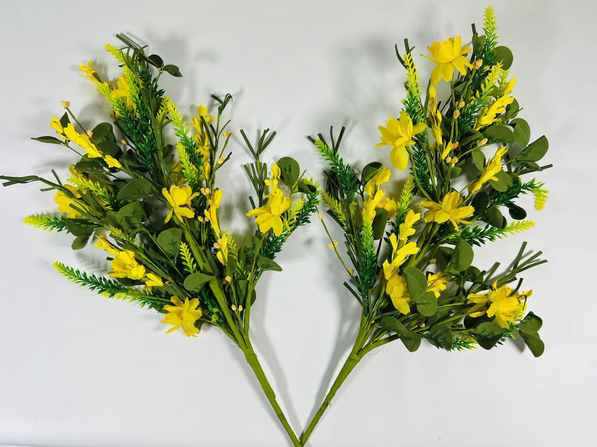 24” Yellow Artificial Flower Spray | Spring Floral Stem | Faux Wildflower Pick | Farmhouse Decor
