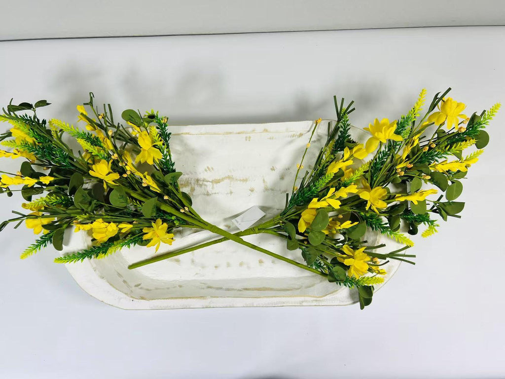 24” Yellow Artificial Flower Spray | Spring Floral Stem | Faux Wildflower Pick | Farmhouse Decor