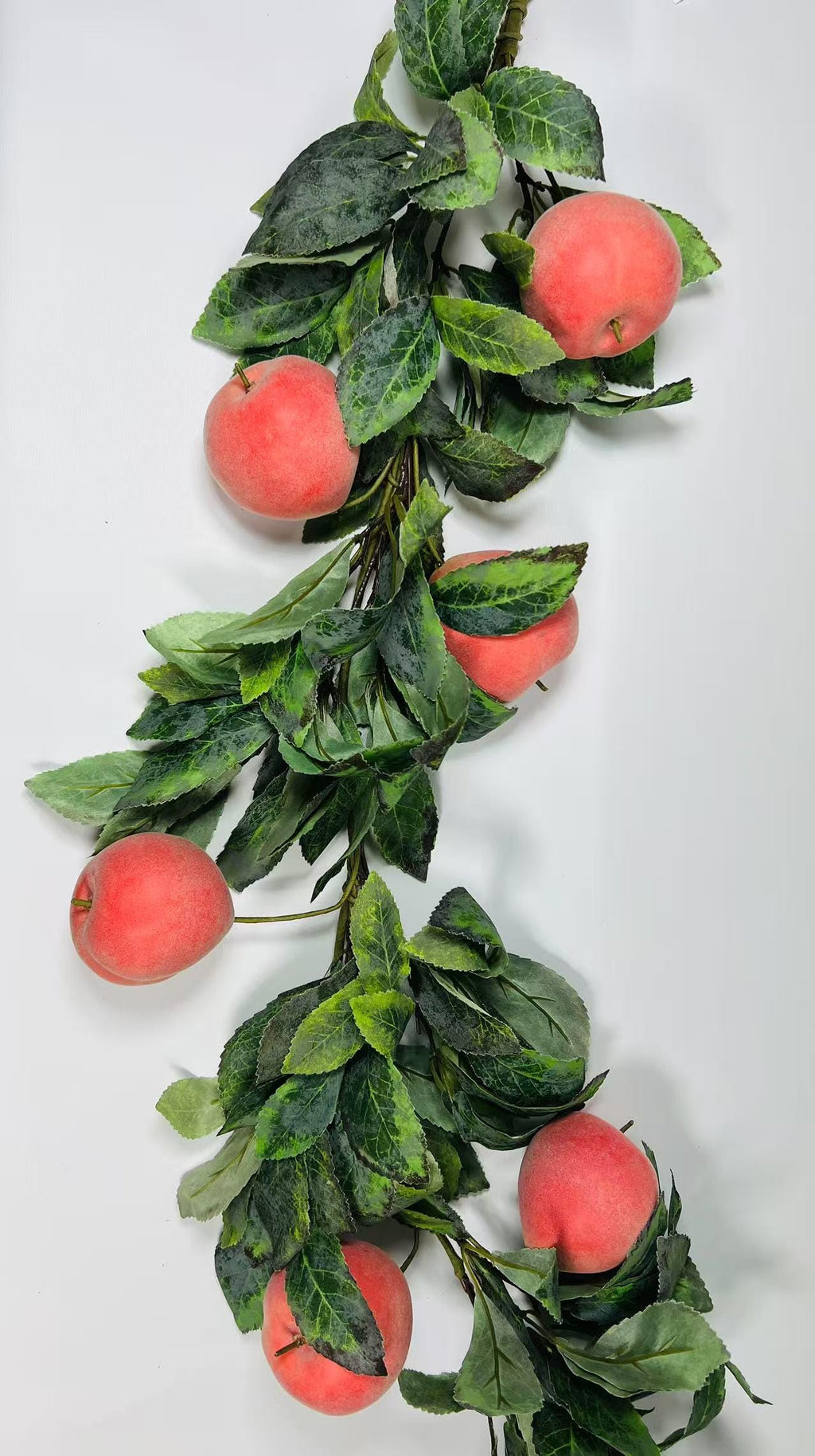 34” Faux Peach Garland with Leaves | Artificial Fruit Vine | Summer Kitchen Decor | Farmhouse Style
