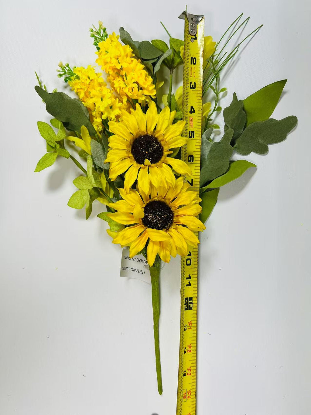 Rustic Sunflower and Yellow Floral Bouquet | 16” Artificial Farmhouse Spring Wildflower Pick