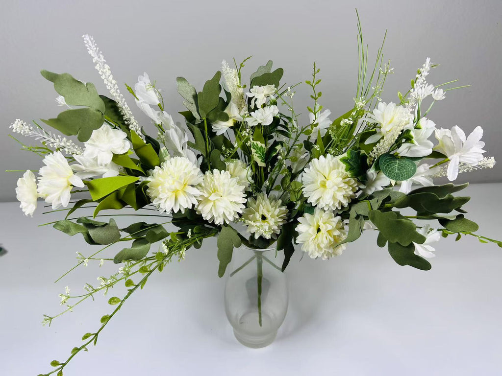 White Artificial Flower Bouquet 16” | Faux Daisy Pick | Rustic Farmhouse Wedding Floral Stem