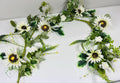 White Sunflower Garland 5ft | Farmhouse Greenery Garland | Rustic Artificial Floral Vine Decor