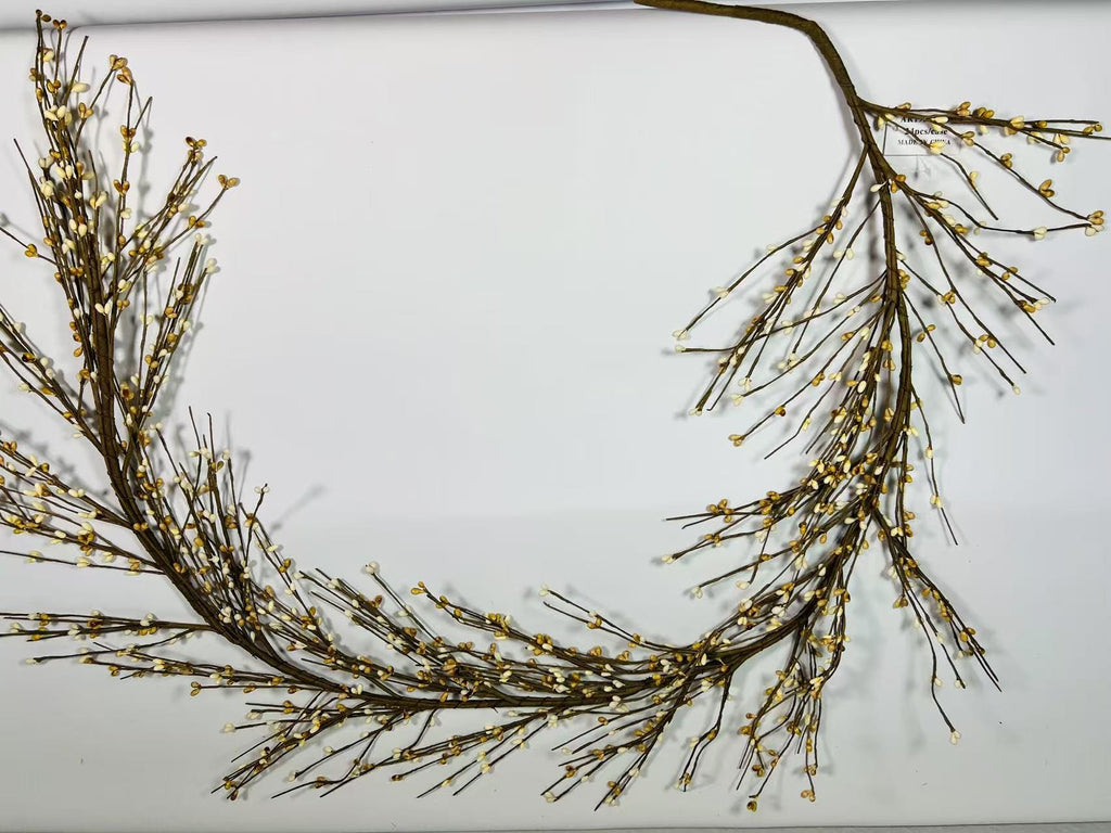 4.5ft Mustard Burgundy Pip Berry Garland | Rustic Country Decor | Fall Farmhouse Mantel Garland