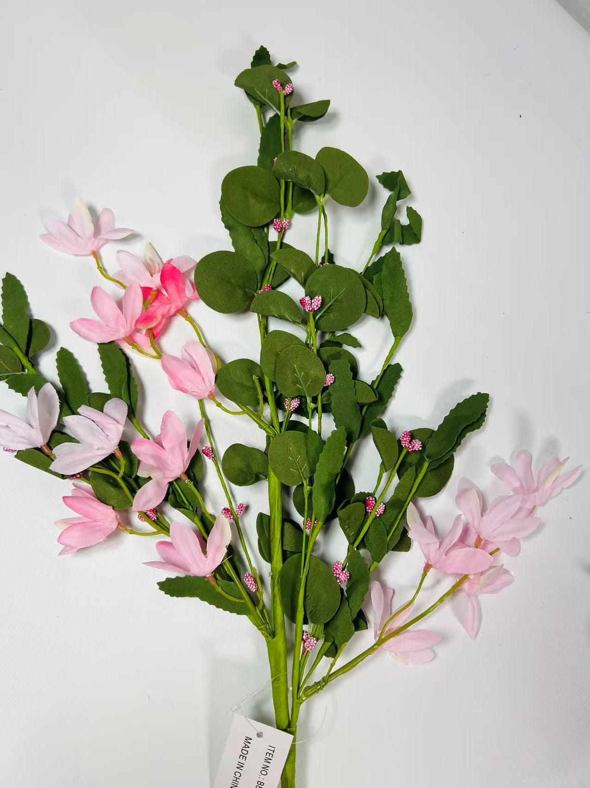 Pink Silk Flower Bouquet 24” | Faux Floral Stem | Spring Wedding Decor | Artificial Greenery